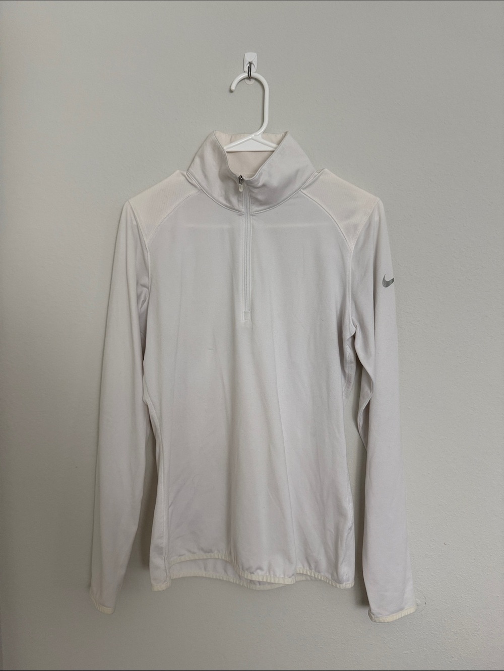 Nike White Long-Sleeve Quarter Zip Top